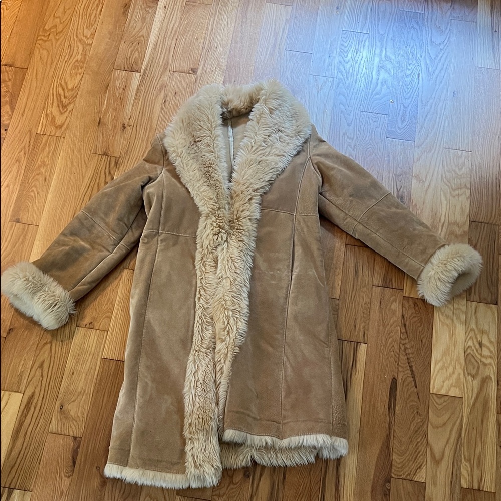 Wilsons Leather Tan Jacket with Faux Fur Trim
